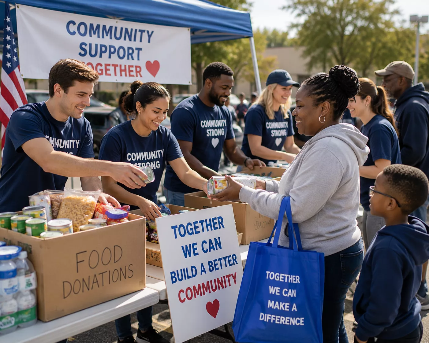 Community support activity with volunteers